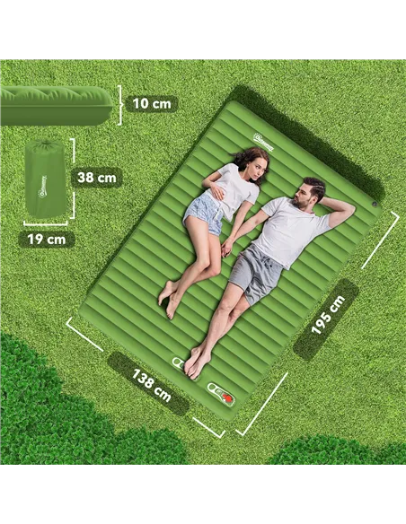 Outsunny 2 Person Camping Inflatable Mattress - Green