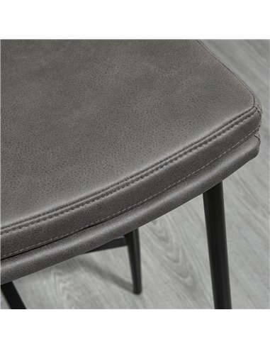 HOMCOM Breakfast Bar Stools Set of 2, Microfibre Upholstered Barstools, Industrial Bar Chairs with Curved Seat and Steel Frame f