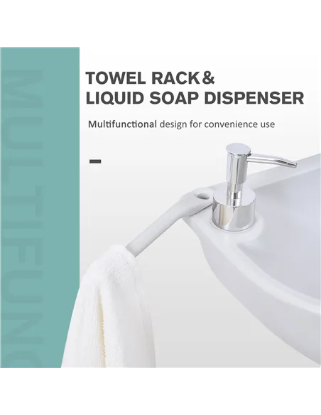 Outsunny 17L Camping Portable Handwash Sink w/ Towel Holder & Soap Dispenser Rolling Wheels Outdoor Drainage Equipment