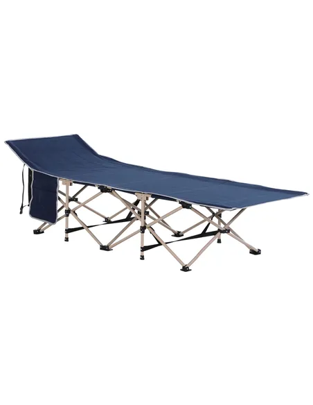 Outsunny Single Person Camping Bed Folding Cot Outdoor Patio Portable Military Sleeping Bed Travel Guest Leisure Fishing with Si