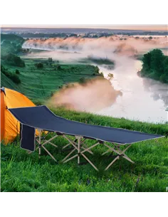 Outsunny Single Person Camping Bed Folding Cot Outdoor Patio Portable Military Sleeping Bed Travel Guest Leisure Fishing with Si 2