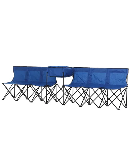 Outsunny 6 Seat Folding Sports Bench Portable Sports Team Bench Spectator Chair with Cooler Bag and Carrying Bag for Outdoor Pic
