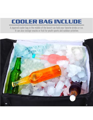 Outsunny 6 Seat Folding Sports Bench Portable Sports Team Bench Spectator Chair with Cooler Bag and Carrying Bag for Outdoor Pic