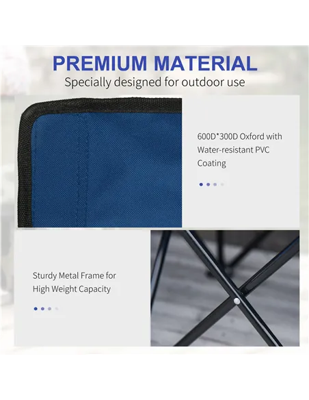 Outsunny 6 Seater Folding Camping Chair with Cup Holder & Carry Bag - Blue