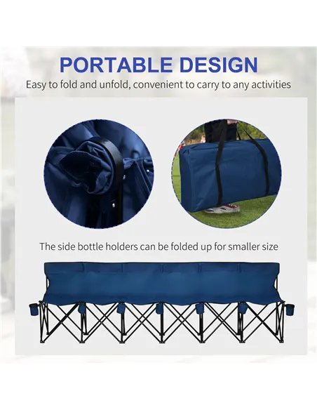 Outsunny 6 Seater Folding Camping Chair with Cup Holder & Carry Bag - Blue
