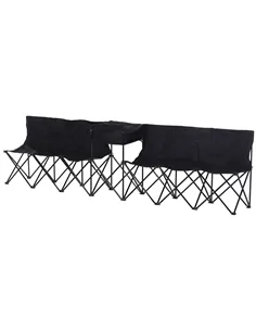 Outsunny 6 Seat Folding Sports Bench Portable Sports Team Bench Spectator Chair with Cooler Bag and Carrying Bag for Outdoor Pic