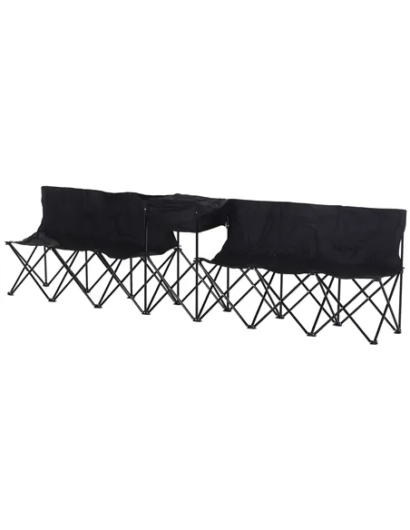 Outsunny 6 Seat Folding Sports Bench Portable Sports Team Bench Spectator Chair with Cooler Bag and Carrying Bag for Outdoor Pic