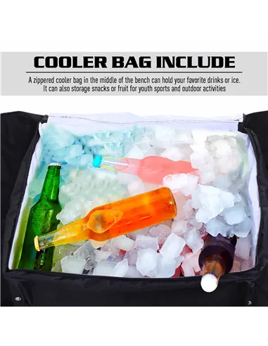 Outsunny 6 Seat Folding Sports Bench Portable Sports Team Bench Spectator Chair with Cooler Bag and Carrying Bag for Outdoor Pic