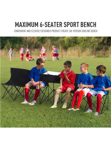 Outsunny 6 Seat Folding Sports Bench Portable Sports Team Bench Spectator Chair with Cooler Bag and Carrying Bag for Outdoor Pic