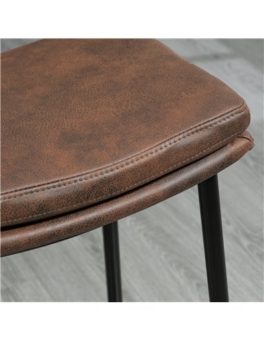 HOMCOM Breakfast Bar Stools Set of 2, Microfibre Upholstered Barstools, Industrial Bar Chairs with Curved Seat and Steel Frame f