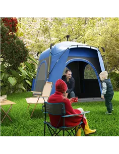 Outsunny Instant Pop Up Camping Tent, 4 Man Dome Tent with 4 Doors, Sewn-in Groundsheet, Carry Bag and Top Hook for Fishing Hiki 2