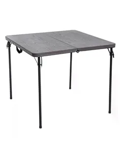 Outsunny 2.8FT Metal Portable Picnic Table Outdoor Furniture, 86Lx86Wx71.5H cm-Black/Brown