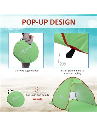 Outsunny Pop Up Tent Beach Fishing Camping UV Protection Patio Sun Shade Shelter