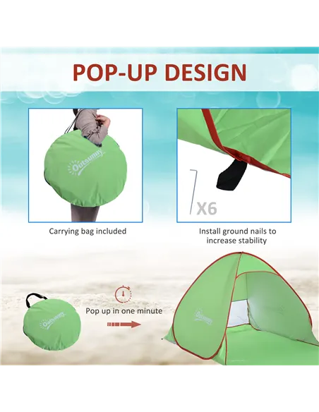 Outsunny Pop Up Tent Beach Fishing Camping UV Protection Patio Sun Shade Shelter