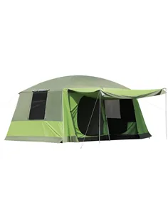 Outsunny Tunnel Tent Camping Shelter w/ Porch, Two Rooms, Lamp Hook, Portable Carry Bag