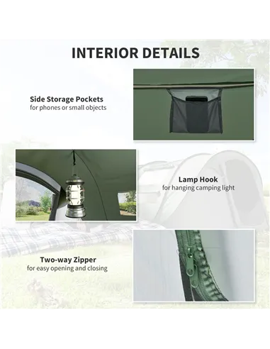 Outsunny 4 Person Pop-up Camping Tent Family Tent with Ground Sheet, 4 Windows and Portable Carry Bag for Beach Outdoor Trip, Da