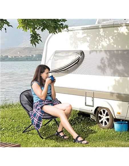 Outsunny Camping Moon Chair, Portable Folding Camping Chair for Adults with Wide Padded Oxford Seat for Outdoor Camp, Travel, Fi