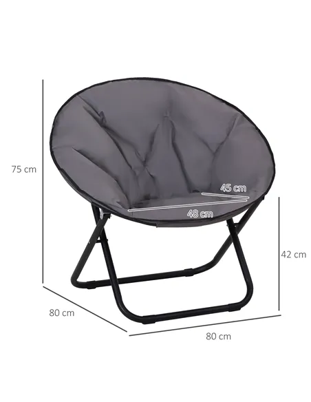 Outsunny Camping Moon Chair, Portable Folding Camping Chair for Adults with Wide Padded Oxford Seat for Outdoor Camp, Travel, Fi