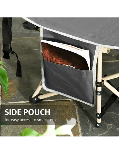 Outsunny Single Steel Frame Portable Camping Cot, with Carry Bag - Grey