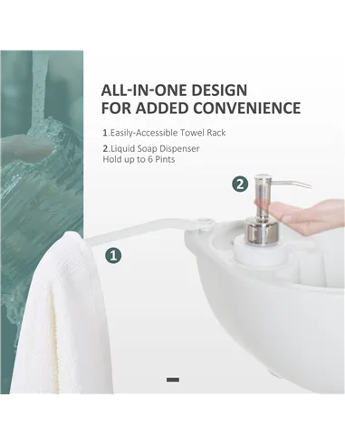 Outsunny Portable Camping Sink with Running Water and Wastewater Tank, Hand Wash Basin with Rolling Wheels, Foot Pump, Soap Disp