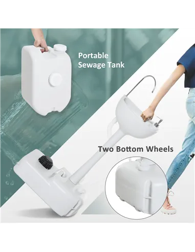 Outsunny Portable Camping Sink with Running Water and Wastewater Tank, Hand Wash Basin with Rolling Wheels, Foot Pump, Soap Disp