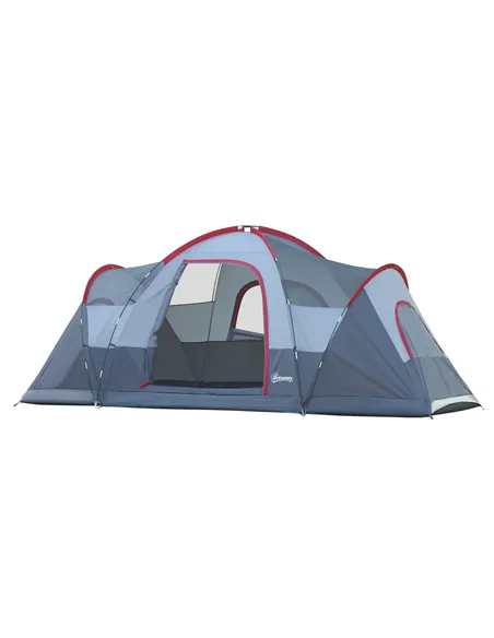 Outsunny Fibreglass & Steel Frame 5/6 Person Lightweight Camping Tent Blue