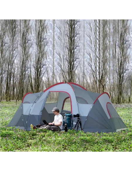 Outsunny Fibreglass & Steel Frame 5/6 Person Lightweight Camping Tent Blue