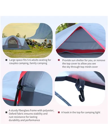 Outsunny Fibreglass & Steel Frame 5/6 Person Lightweight Camping Tent Blue