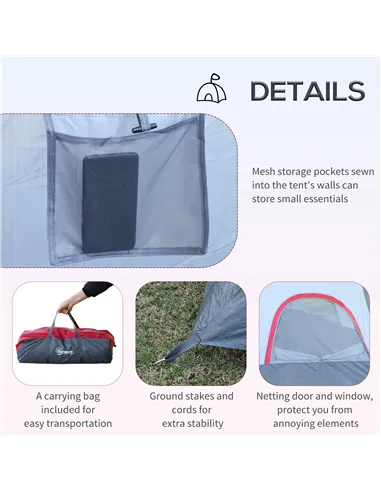 Outsunny Fibreglass & Steel Frame 5/6 Person Lightweight Camping Tent Blue