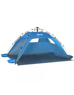 Outsunny Beach Tent for 1-2 Person Pop-up Design with 2 Mesh Windows & 2 Doors Sky Blue