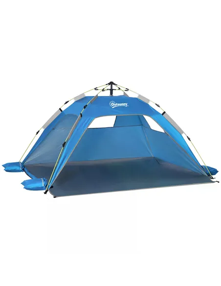 Outsunny Beach Tent for 1-2 Person Pop-up Design with 2 Mesh Windows & 2 Doors Sky Blue