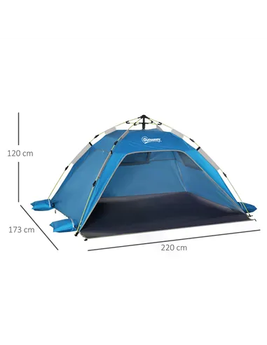 Outsunny Beach Tent for 1-2 Person Pop-up Design with 2 Mesh Windows & 2 Doors Sky Blue