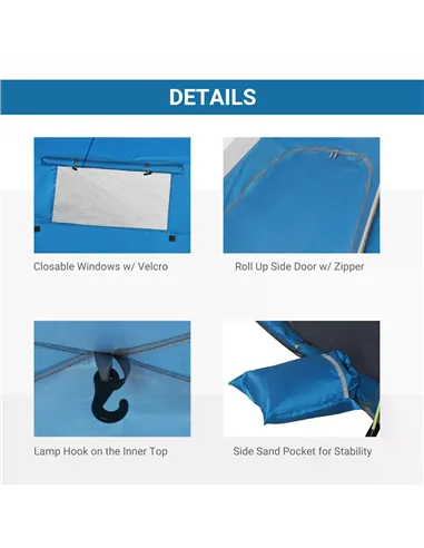 Outsunny Beach Tent for 1-2 Person Pop-up Design with 2 Mesh Windows & 2 Doors Sky Blue
