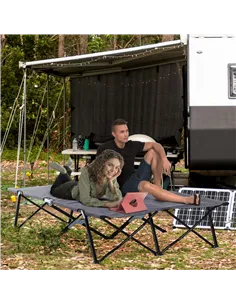Outsunny Double Camping Cot Bed, with Bag - Grey 2
