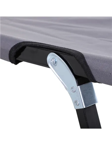 Outsunny Double Camping Cot Bed, with Bag - Grey