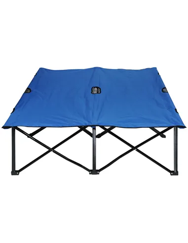 Outsunny Double Camping Cot Bed, with Bag - Blue