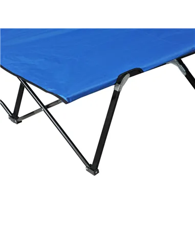 Outsunny Double Camping Cot Bed, with Bag - Blue