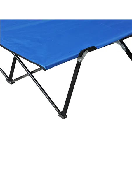 Outsunny Double Camping Cot Bed, with Bag - Blue