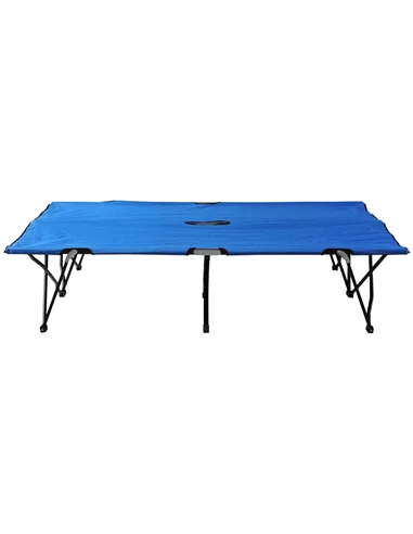 Outsunny Double Camping Cot Bed, with Bag - Blue