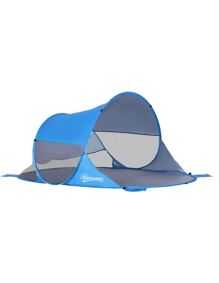 Outsunny Fibreglass Frame 2 Person Pop-Up Lightweight Camping Tent Blue