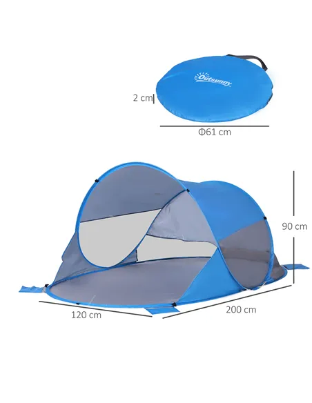 Outsunny Fibreglass Frame 2 Person Pop-Up Lightweight Camping Tent Blue