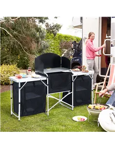 Outsunny Multi-Storage Portable Camping Kitchen, with Heat-Resistant Tabletops and Bag 2