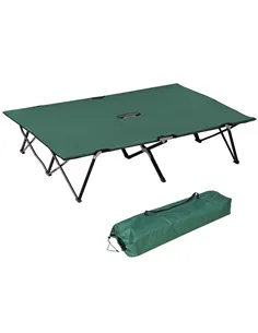Outsunny Double Camping Cot Bed, with Bag - Green