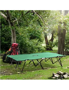 Outsunny Double Camping Cot Bed, with Bag - Green 2