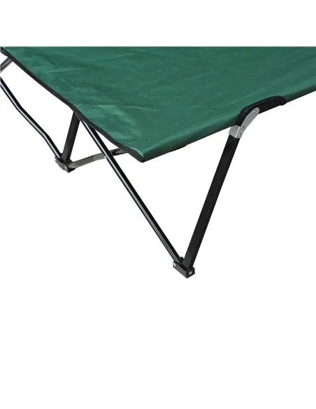 Outsunny Double Camping Cot Bed, with Bag - Green