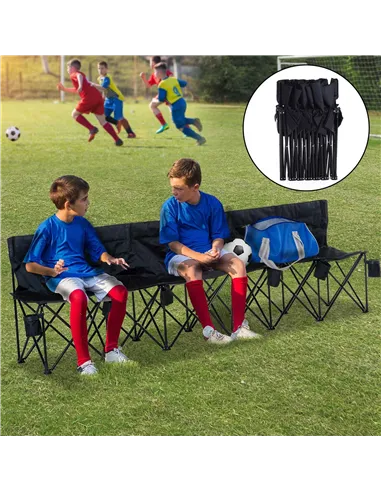 Outsunny 6 Seater Folding Camping Chair with Cup Holder & Carry Bag - Black