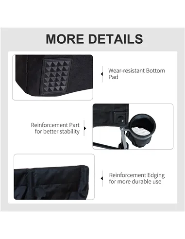 Outsunny 6 Seater Folding Camping Chair with Cup Holder & Carry Bag - Black