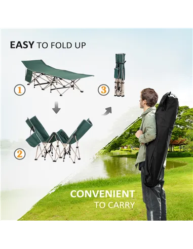 Outsunny Single Person Camping Bed Folding Cot Outdoor Patio Portable Military Sleeping Bed Travel Guest Leisure Fishing with Si