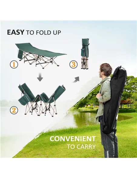 Outsunny Single Person Camping Bed Folding Cot Outdoor Patio Portable Military Sleeping Bed Travel Guest Leisure Fishing with Si