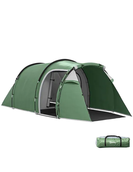Outsunny Three-Man, Two-Room Tent - Green